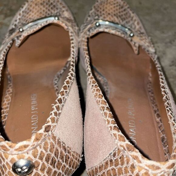 Donald J Pliner Tan Suede Wedge Shoes Womens Size 8.5N Snakeskin Leather - Picture 6 of 12